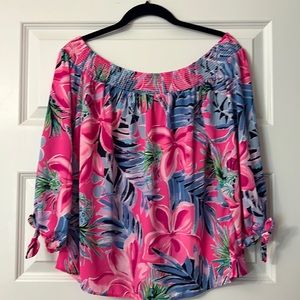 Lilly Pulitzer off the shoulder top vivid colors. Size small